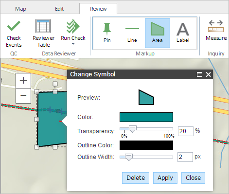 Adding a polygon using the markup tools